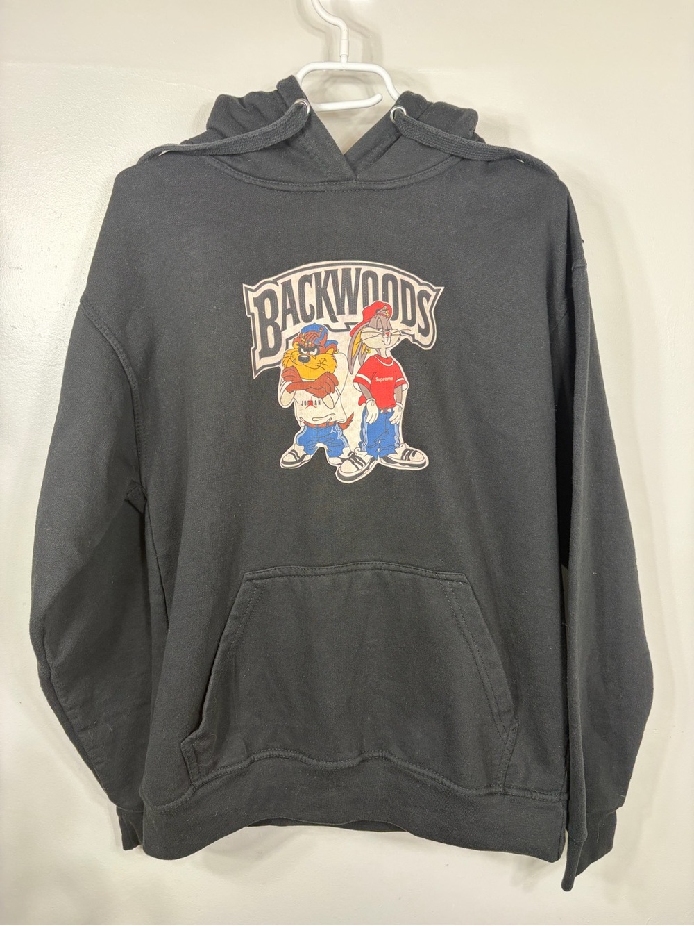 Jon Lauren Backwoods Graphic Hoodie Bugs Bunny Taz Parody Black Medium